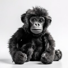 Cute gorilla plus toy animal toy with white background, animal doll with Generative AI