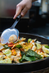 Myeongdong Dakgalbi Street specialising in local dish dakgalbi or spicy stir-fried chicken restaurants at Chuncheon , South Korea : 11 February 2023