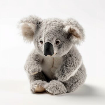 Cute koala plus toy animal toy with white background, animal doll with Generative AI