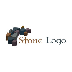 Stone, castle, mosaic, porcelain creative logo design. Construction, stone house, building production.