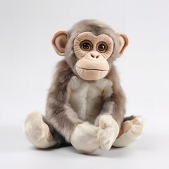 Cute monkey plus toy animal toy with white background, animal doll with Generative AI