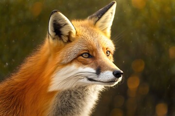 Fototapeta premium Beautiful fox in sunshine, created with AI generative tool, ai.