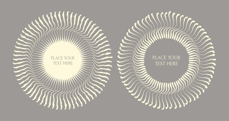 Circle frame element. Radial racy vector logo design. Art composition. Cover design template. 3D illustration for brochure, poster, presentation, flyer or banner.