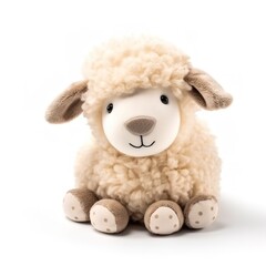Cute sheep plus toy animal toy with white background, animal doll with Generative AI