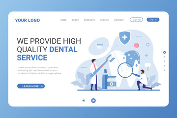 Flat design minimal dental clinic landing page concept