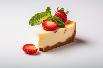 cheesecake with strawberries on table