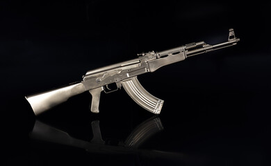 Golden AK-47 Kalashnikov assault rifle
