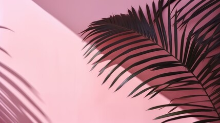 Fototapeta na wymiar Tropical leaves on pink background. Generative ai