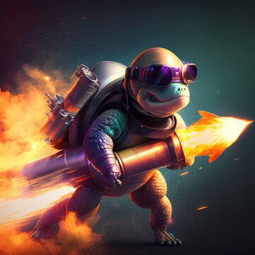Turtle Rocket Business Concept. Generative AI