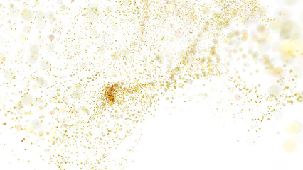 Fototapeta na wymiar twinkling golden glitter flying in empty space, with blur and bokeh effects, isolated on transparent background, 