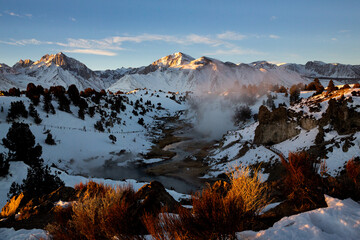 Hot creek at Dawn in the Eastern Sierra