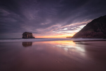 cliffs and rocks at sunset