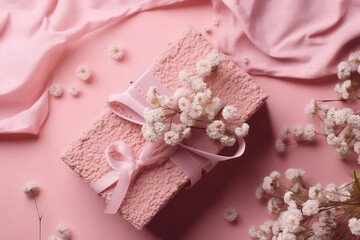 Obraz na płótnie Canvas pink and white necklace, valentine top View