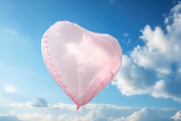 Fototapeta premium Heart-shaped balloon in the sky. Generative AI.