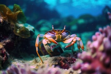 Close-up of a crab. Generative AI.