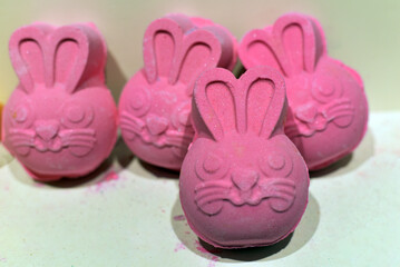 Bath bombs in the form of hares. Bathing products