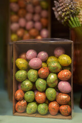 Spring. A set of Easter eggs in a box