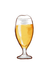 ビールの手書き油彩風透過イラスト