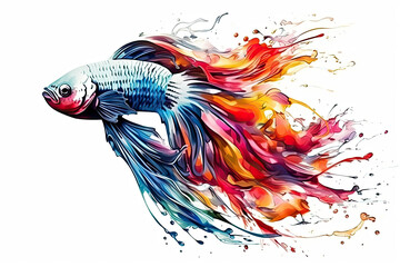 Obraz na płótnie Canvas Beautiful Fighting fish art on white background