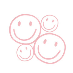pink pastel acrylic element_many faces_smileys