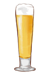 ビールの手書き油彩風透過イラスト