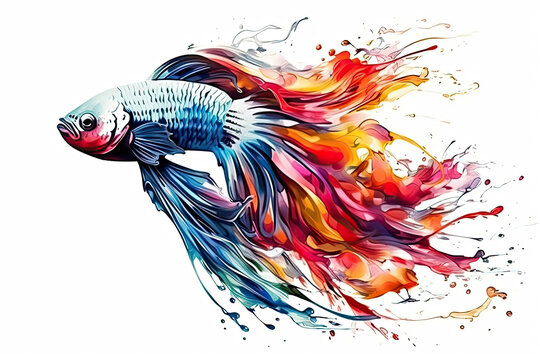 Beautiful Fighting fish art on white background