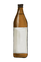 日本酒の手書き油彩風の透過イラスト