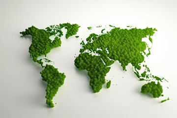 Conceptual green Earth with grass and trees. World map derived from NASA