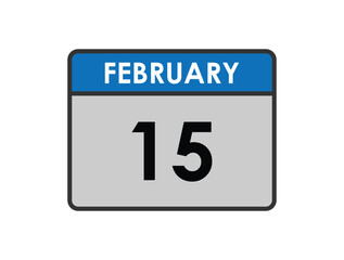 15th February calendar icon. February 15 calendar Date Month icon vector illustrator.