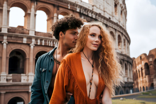 Couple's Love Flourishes at Colosseum.
Generative AI
