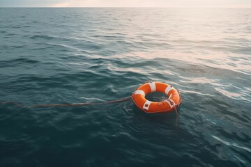 Fototapeta na wymiar life buoy on the water. Generative AI.