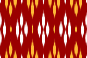 Fabric ikat red pattern art. Ethnic ikat seamless pattern in tribal. American and Mexican style. Design for background, Vector illustration, fabric, clothing, carpet, batik, embroidery.