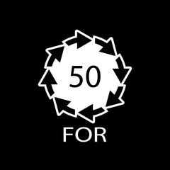 Bio material recycling code 50 FOR. Vector Illustration