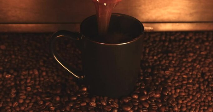 Fresh Coffee Being Poured In Slow Motion
