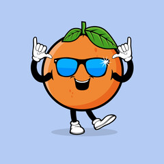 Cute orange fruit character with stylish expression vector