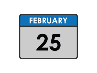 25th February calendar icon. February 25 calendar Date Month icon vector illustrator.