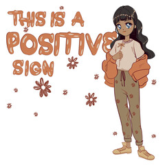 anime girl illustration, vector graphic design for t-shirt, card with girl