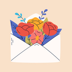 Letter with floral elements. Goof for card, poster, flyer.