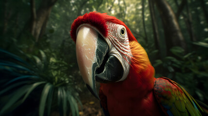 red and yellow macaw - obrazy, fototapety, plakaty
