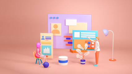 3d Business and Chart Concept Stock Illustration