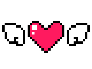 Obraz premium ドット絵の天使のハート