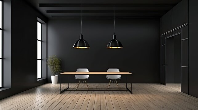 Blank black office partition with place for advertising. Generative AI