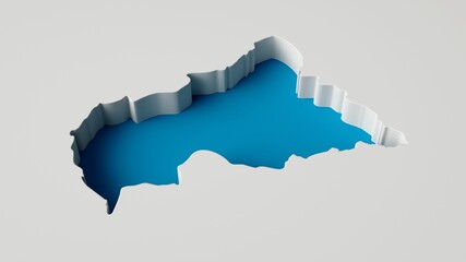 3D rendered blue map of Central African Republic on a white background - travel and vacation concept - obrazy, fototapety, plakaty