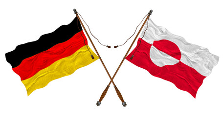 National flag of Greenland  and Germany. Background for designers