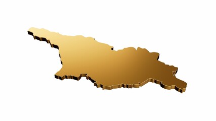 3D render of a gold Georgia shaped map isolated on a white background