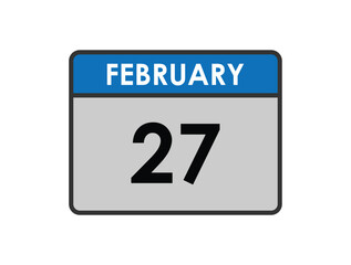 27th February calendar icon. February 27 calendar Date Month icon vector illustrator.
