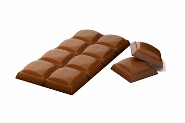 3D illustration of a chocolate bar isolated on a white background