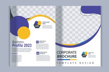 Company profile brochure template layout design, two page business brochure design, template layout design for modern business brochure