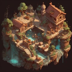 Naklejka premium Isometric fantasy art