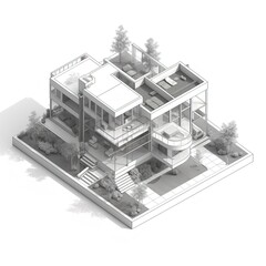 Isometric modern villa